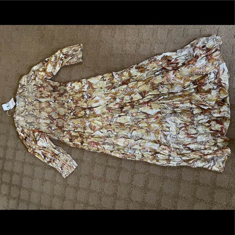 Zara New with Tagd Metallic Paisley print MIDI dress